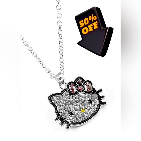 Hello Kitty Pendant Necklace 
Rhinestones Sanrio NWT - Picture 1 of 4